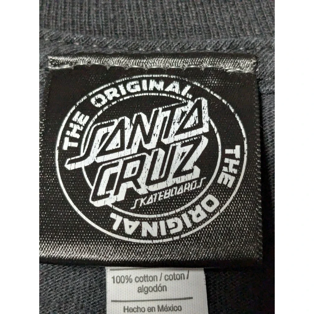 SANTA CRUZ Double-Sided DOT LOGO‎ Black Cotton Long Sleeve T-Shirt - Boys Medium